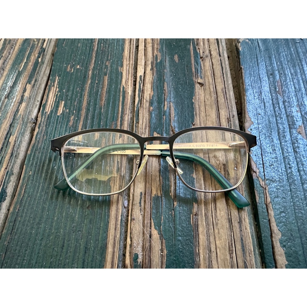 Aldi Batavia Gold and Green Mixed Material Reading Glasses +2.50D PD62 711214